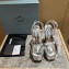 Prada Heel 13.5cm leather platform sandals 1XP48B Metallic Silver 2023