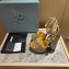 Prada Heel 13.5cm leather platform sandals 1XP48B Metallic Gold with crystals 2023