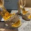 Prada Heel 13.5cm leather platform sandals 1XP48B Metallic Gold with crystals 2023