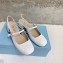 Prada Heel 5cm Triangle Logo Leather Slingback Pumps White 2023