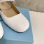 Prada Heel 5cm Triangle Logo Leather Slingback Pumps White 2023