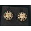 Chanel CC and Stone Round Stud Earrings Green/Gold 2018