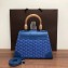 Goyard Wooden Handle Saigon PM Tote Bag Blue