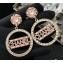 Chanel Crystal 'CHANEL' Hoop Pendant Earrings AB0098 Gold/Crystal/Pink 2018