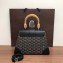 Goyard Wooden Handle Saigon PM Tote Bag Black 