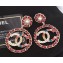Chanel Stone CC Hoop Pendant Earrings AB0017 Gold/Red/Pearly White 2018