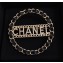 Chanel Chain and Leather Brooch with 'CHANEL' Black/Gold 2018