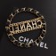 Chanel Chain and Leather Brooch with 'CHANEL' Black/Gold 2018