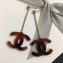 Chanel Crystal CC Long Earrings Coffee/Orange 2018