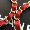 Chanel Chain and Leather Hoop Earrings Red/Gold 2018