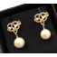 Chanel CC Leaf Pearl Earrings Gold 2018