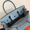 Hermes Birkin 30 Bag In Original Handmade Clemence Leather Blue Flax