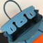 Hermes Birkin 30 Bag In Original Handmade Clemence Leather Blue Jean