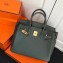 Hermes Birkin 30 Bag In Original Handmade Clemence Leather Dark Green