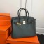 Hermes Birkin 30 Bag In Original Handmade Clemence Leather Dark Green