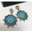 Chanel La Pausa Round Earrings AB0721 Gold/Blue/Green 2018