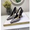 Dior Heel 9.5cm J'Adior Slingback Pumps High-Heeled Shoe in Grid Black And White Printed 2018