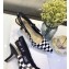 Dior Heel 6.5cm J'Adior Slingback Pumps High-Heeled Shoe in Grid Black And White Printed 2018