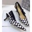 Dior Heel 6.5cm J'Adior Slingback Pumps High-Heeled Shoe in Grid Black And White Printed 2018