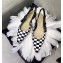 Dior J'Adior Slingback Ballet Flat Pumps Shoe in Grid Black And White Printed 2018