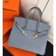 Hermes Birkin 35 Bag In Original Epsom Leather With Silver Hardware Light Blue