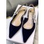 Dior J'Adior Slingback Ballet Flat Pumps Shoe Velvet Black 2018