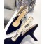 Dior Heel 6.5cm J'Adior Slingback Pumps High-Heeled Shoe Velvet Dark Blue 2018