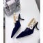 Dior Heel 6.5cm J'Adior Slingback Pumps High-Heeled Shoe Velvet Dark Blue 2018