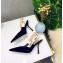 Dior Heel 9.5cm J'Adior Slingback Pumps High-Heeled Shoe Velvet Dark Blue 2018