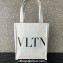 Valentino VLTN Tote bag in Crinkled Leather 0047 White 2023