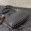 Valentino Small Rockstud Hobo bag in Grainy Calfskin 0313 Black 2023