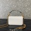 Valentino Locò micro Bag In Calfskin Leather With Chain 416 White 2023