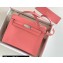 Hermes Evercolor Kelly Danse Shoulder bag Rouge Pink with Silver Hardware (full handmade)