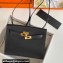 Hermes Evercolor Kelly Danse Shoulder bag Black with Gold Hardware (full handmade)