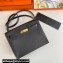 Hermes Evercolor Kelly Danse Shoulder bag Black with Gold Hardware (full handmade)