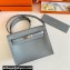 Hermes Evercolor Kelly Danse Shoulder bag Light Gray with Silver Hardware (full handmade)