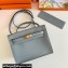Hermes Evercolor Kelly Danse Shoulder bag Light Gray with Gold Hardware (full handmade)