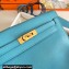 Hermes Evercolor Kelly Danse Shoulder bag Macaron Blue with Gold Hardware (full handmade)