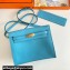 Hermes Evercolor Kelly Danse Shoulder bag Macaron Blue with Gold Hardware (full handmade)