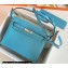 Hermes Evercolor Kelly Danse Shoulder bag Macaron Blue with Silver Hardware (full handmade)