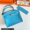 Hermes Evercolor Kelly Danse Shoulder bag Macaron Blue with Silver Hardware (full handmade)