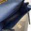 Hermes Evercolor Kelly Danse Shoulder bag Dark Blue with Gold Hardware (full handmade)