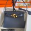Hermes Evercolor Kelly Danse Shoulder bag Dark Blue with Gold Hardware (full handmade)