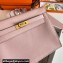 Hermes Evercolor Kelly Danse Shoulder bag Pink with Gold Hardware (full handmade)