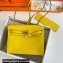 Hermes Evercolor Kelly Danse Shoulder bag Yellow with Gold Hardware (full handmade)