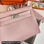 Hermes Evercolor Kelly Danse Shoulder bag Pink with Silver Hardware (full handmade)