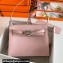 Hermes Evercolor Kelly Danse Shoulder bag Pink with Silver Hardware (full handmade)