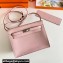 Hermes Evercolor Kelly Danse Shoulder bag Pink with Silver Hardware (full handmade)
