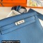 Hermes Evercolor Kelly Danse Shoulder bag Blue with Silver Hardware (full handmade)