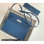 Hermes Evercolor Kelly Danse Shoulder bag Blue with Silver Hardware (full handmade)